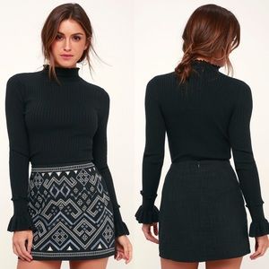 LULUS Jubilee Black Embroidered Mini Skirt